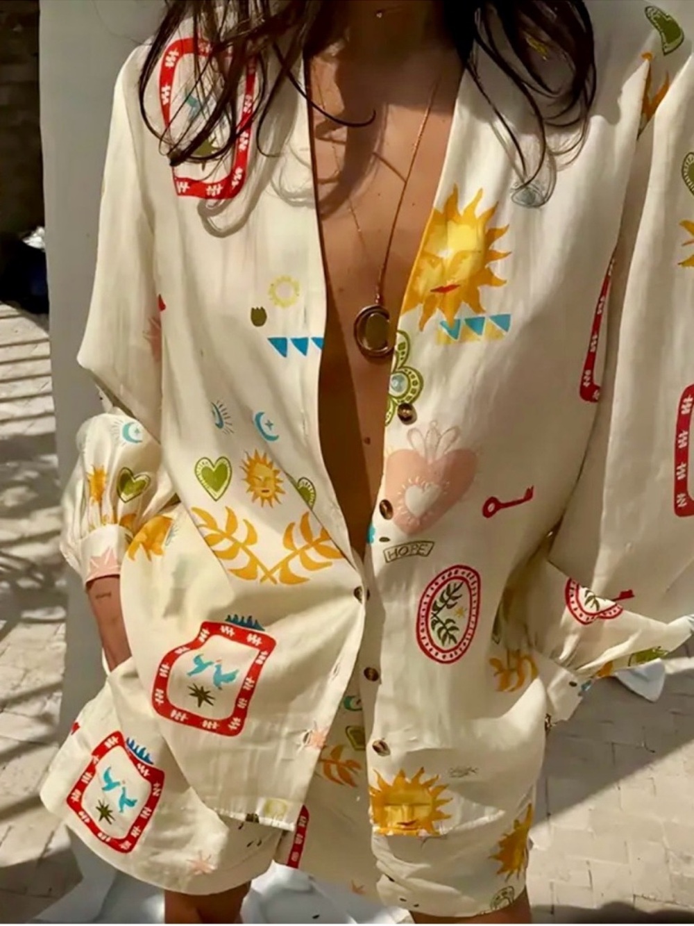 Printed long sleeve and shorts